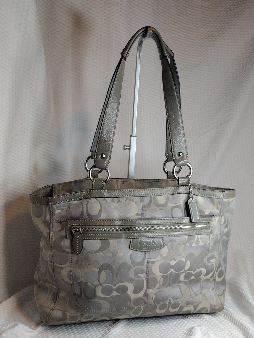 Coach Penelope Gray Signature Jacquard Tote Purple Interior F15121 & Hangtag